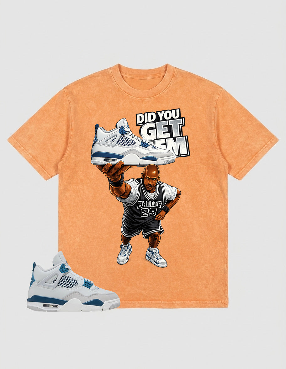 Military Blue 4s Zadago Washed T-shirt Did You Get Em Graphic
