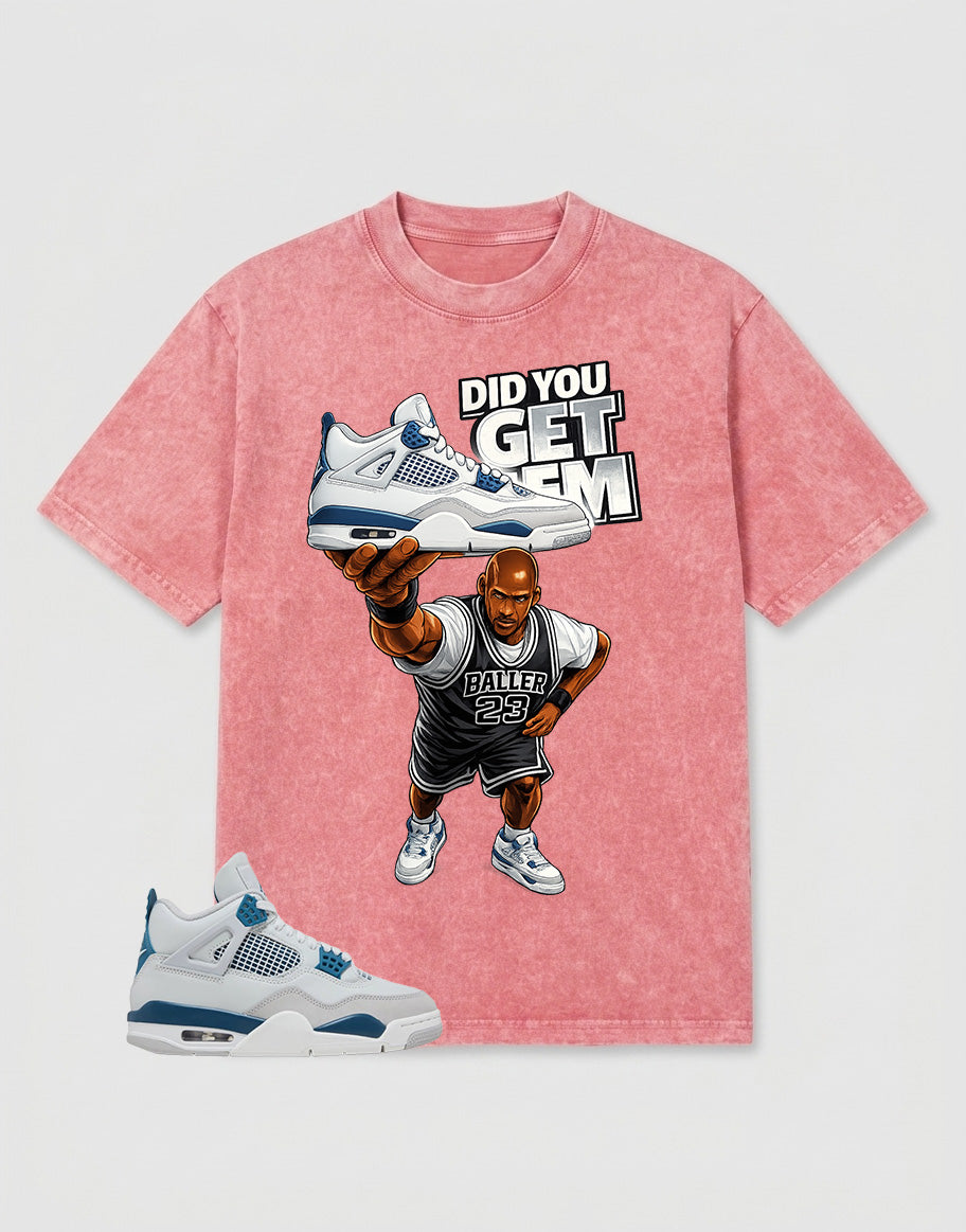 Military Blue 4s Zadago Washed T-shirt Did You Get Em Graphic