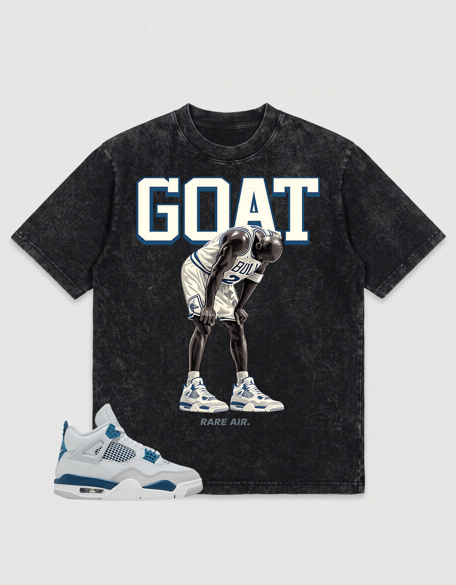 Military Blue 4s Zadago Washed T-shirt Goat Rare Air Graphic