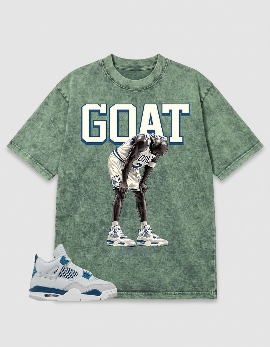 Military Blue 4s Zadago Washed T-shirt Goat Rare Air Graphic
