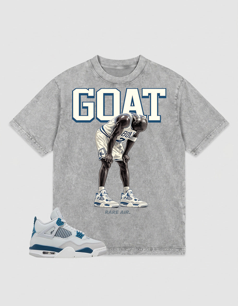 Military Blue 4s Zadago Washed T-shirt Goat Rare Air Graphic