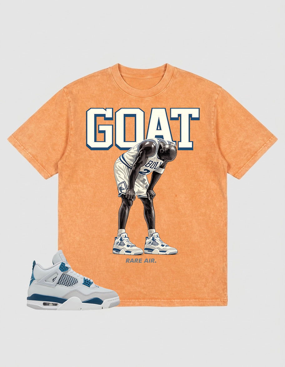 Military Blue 4s Zadago Washed T-shirt Goat Rare Air Graphic