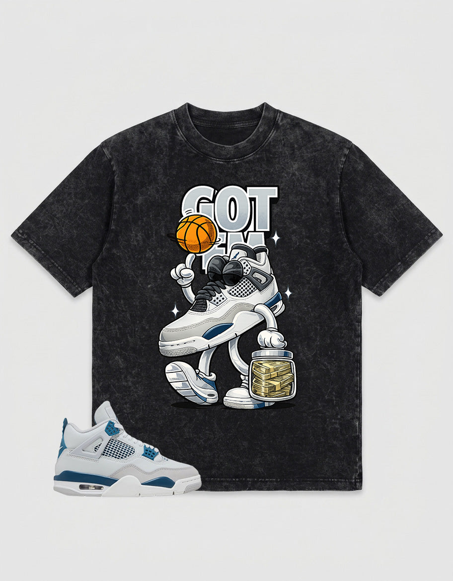 Military Blue 4s Zadago Washed T-shirt Got 'Em Bread Graphic