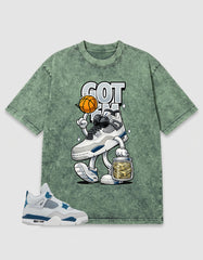Military Blue 4s Zadago Washed T-shirt Got 'Em Bread Graphic