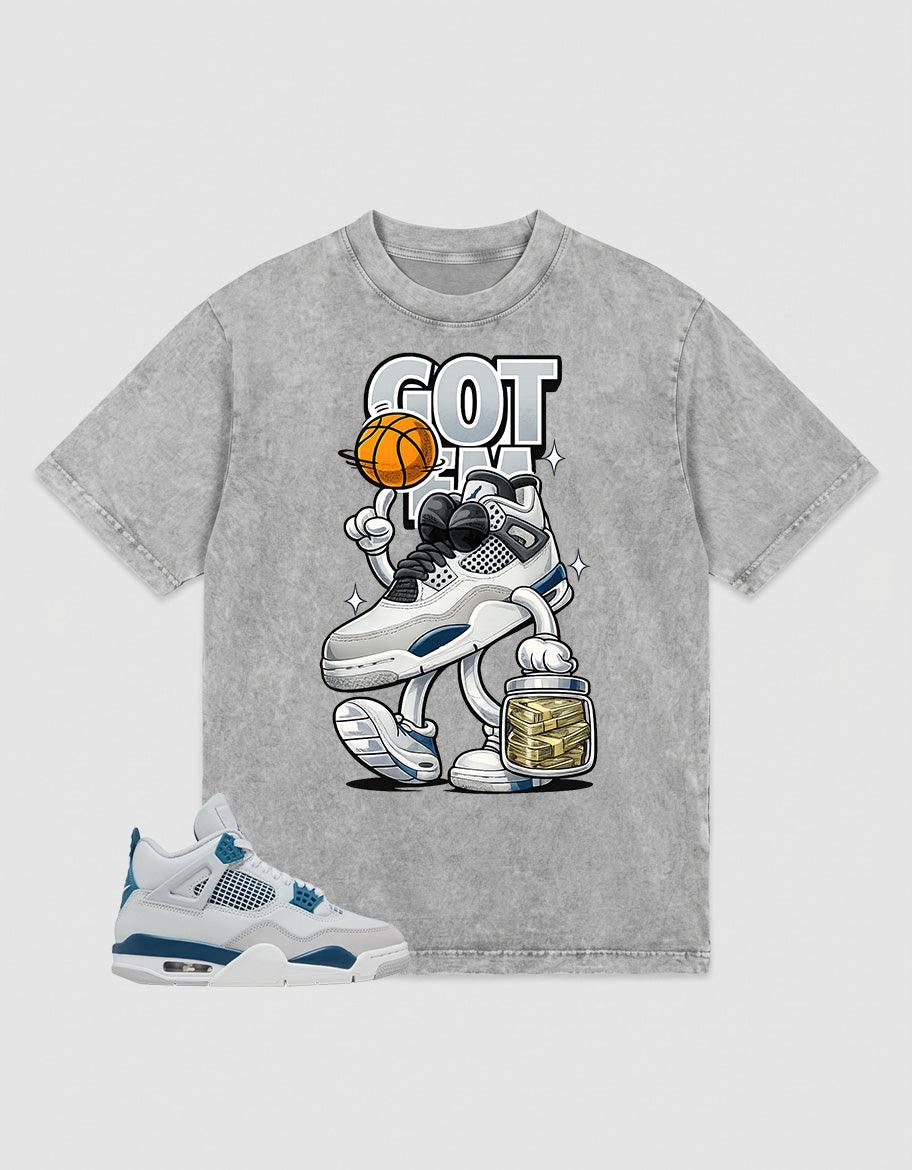 Military Blue 4s Zadago Washed T-shirt Got 'Em Bread Graphic
