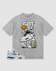 Military Blue 4s Zadago Washed T-shirt Got 'Em Bread Graphic