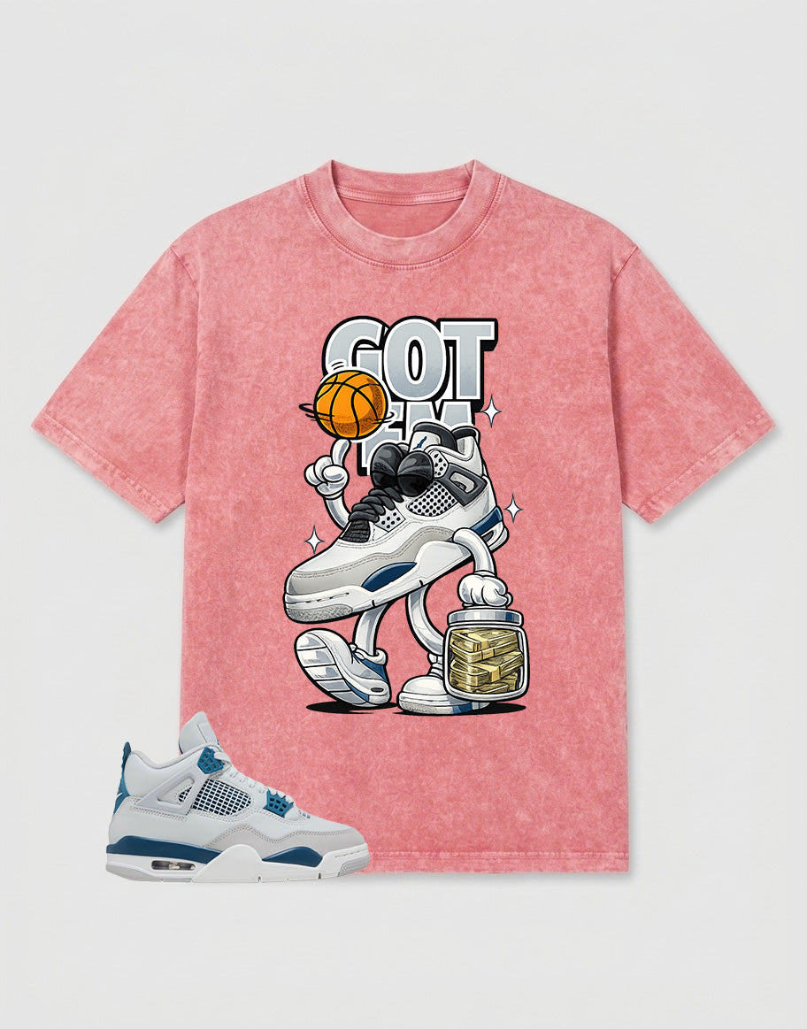Military Blue 4s Zadago Washed T-shirt Got 'Em Bread Graphic