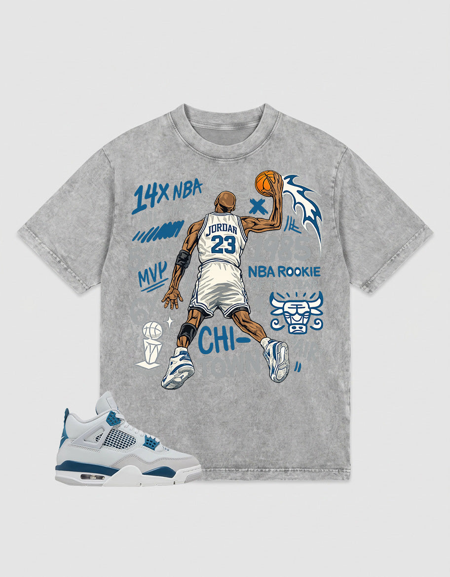 Military Blue 4s Zadago Washed T-shirt Jordan 23 All Star Graphic