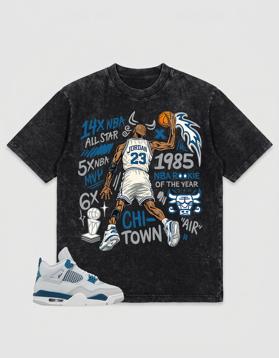 Military Blue 4s Zadago Washed T-shirt Jordan 23 All Star Graphic