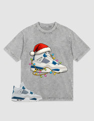 Military Blue 4s Zadago Washed T-shirt Kickmas Graphic