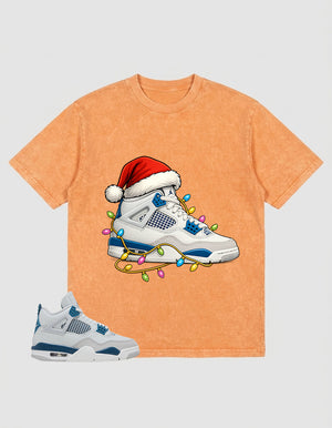 Military Blue 4s Zadago Washed T-shirt Kickmas Graphic