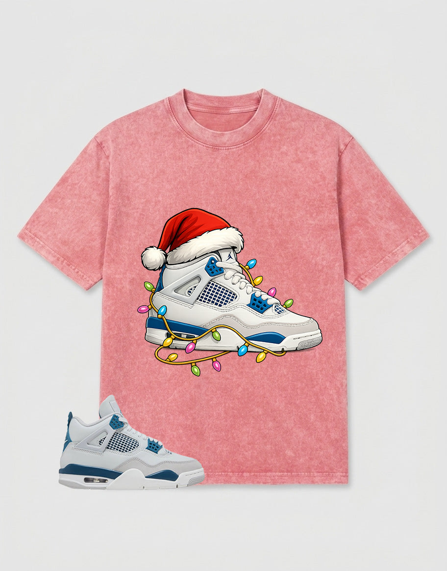 Military Blue 4s Zadago Washed T-shirt Kickmas Graphic