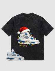 Military Blue 4s Zadago Washed T-shirt Kickmas Graphic
