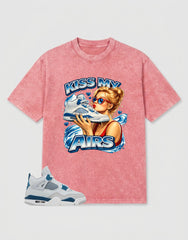 Military Blue 4s Zadago Washed T-shirt Kiss My Airs Graphic