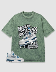 Military Blue 4s Zadago Washed T-shirt Kream Kicks Graphic