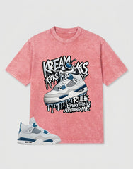 Military Blue 4s Zadago Washed T-shirt Kream Kicks Graphic
