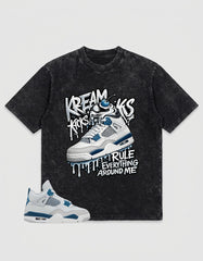 Military Blue 4s Zadago Washed T-shirt Kream Kicks Graphic
