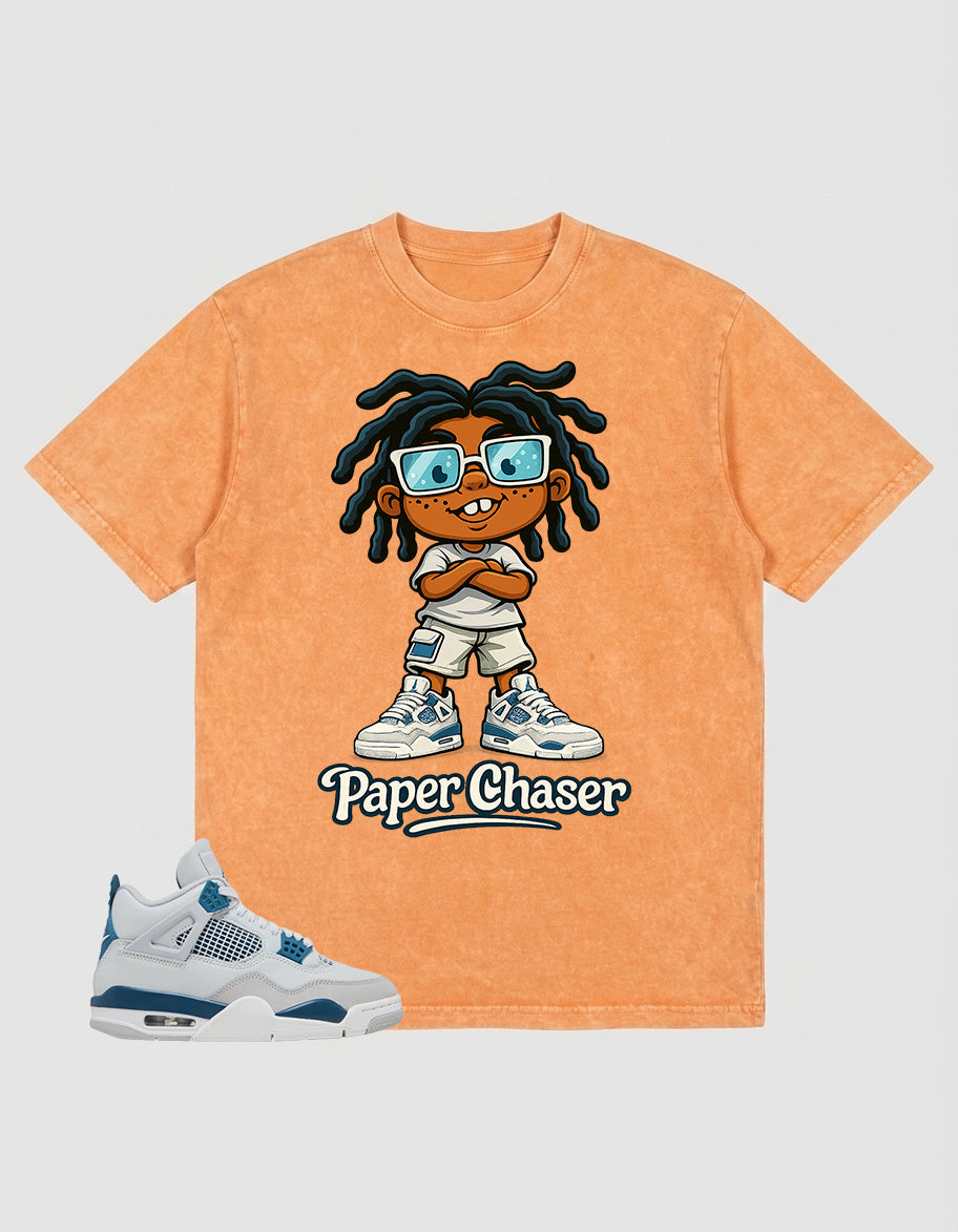 Military Blue 4s Zadago Washed T-shirt Paper Chaser Graphic