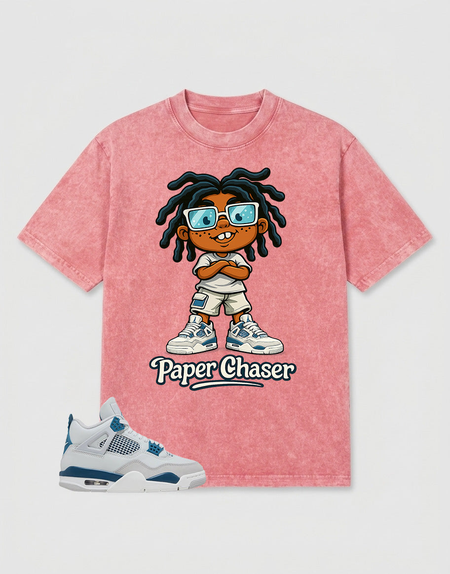 Military Blue 4s Zadago Washed T-shirt Paper Chaser Graphic