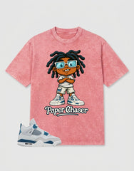 Military Blue 4s Zadago Washed T-shirt Paper Chaser Graphic