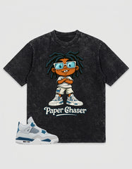 Military Blue 4s Zadago Washed T-shirt Paper Chaser Graphic