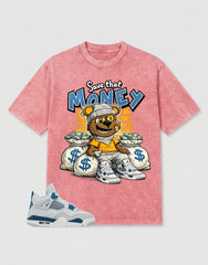 Military Blue 4s Zadago Washed T-shirt Save That Money Graphic