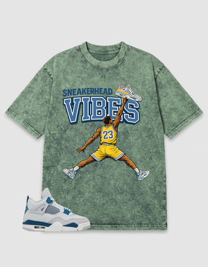 Military Blue 4s Zadago Washed T-shirt Sneakerhead Vibes Graphic