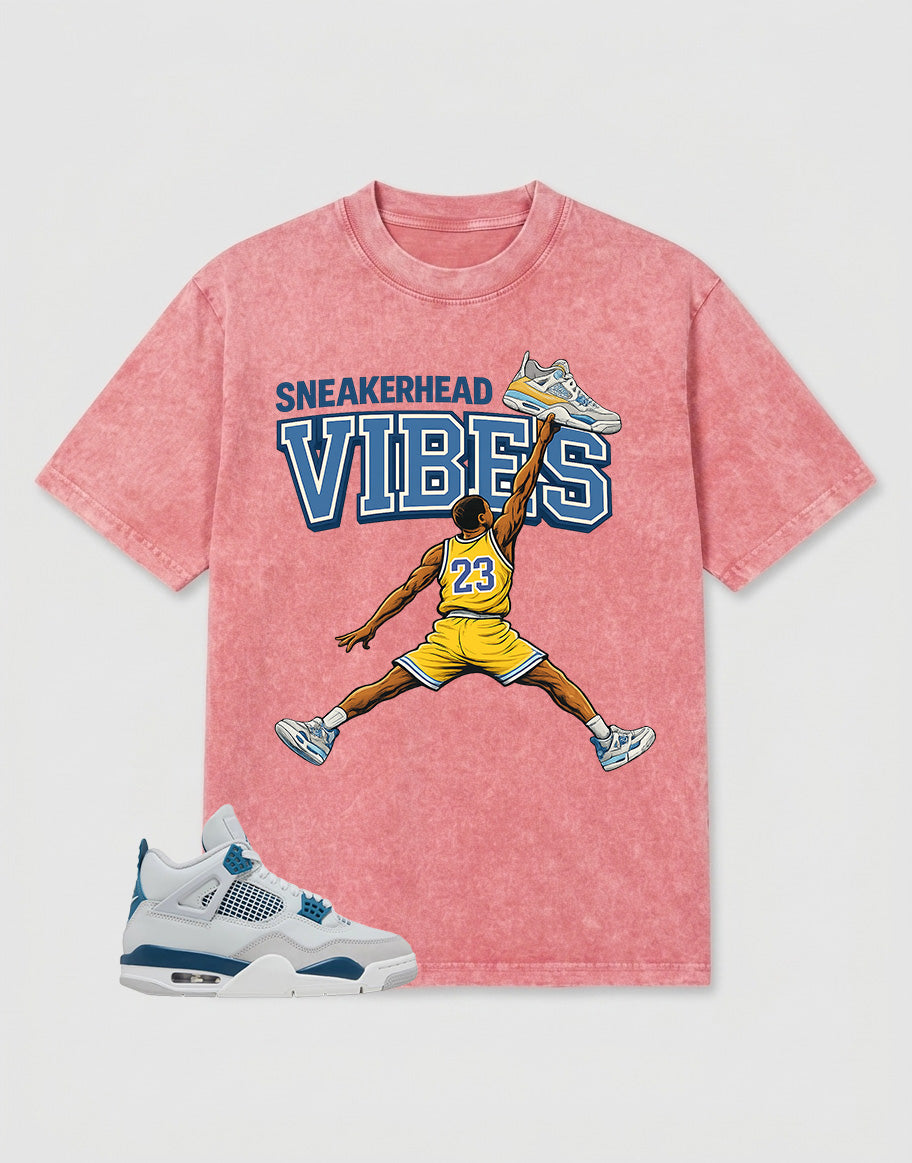 Military Blue 4s Zadago Washed T-shirt Sneakerhead Vibes Graphic