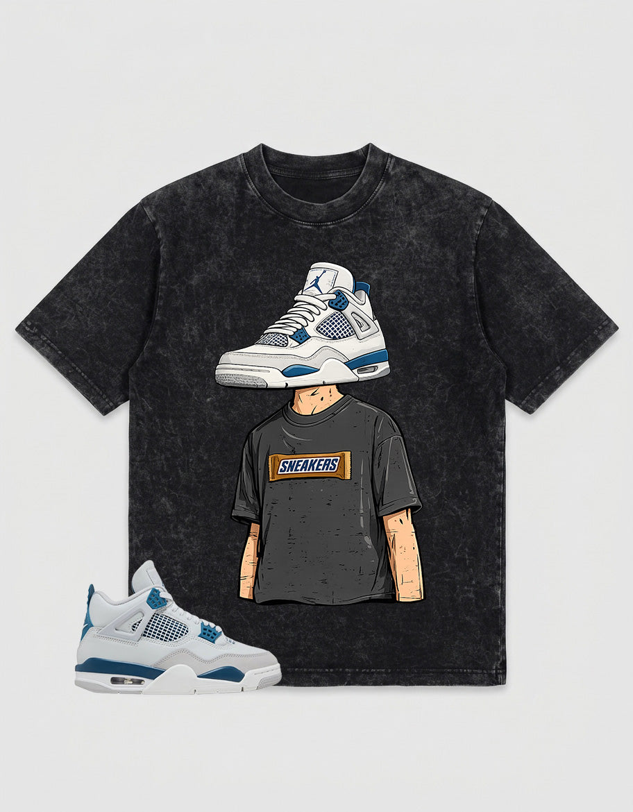 Military Blue 4s Zadago Washed T-shirt Sneakerhead Graphic