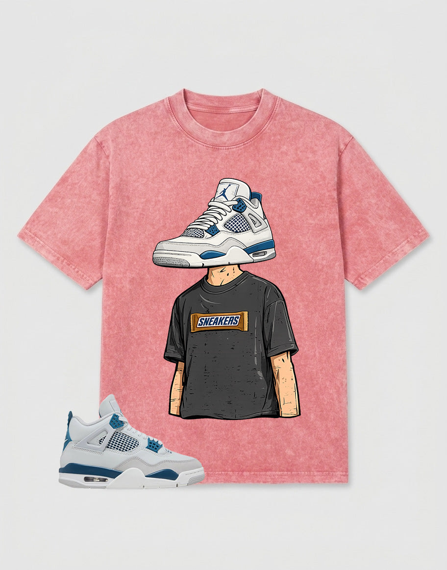 Military Blue 4s Zadago Washed T-shirt Sneakerhead Graphic