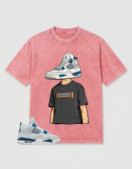 Military Blue 4s Zadago Washed T-shirt Sneakerhead Graphic