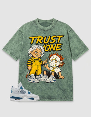 Military Blue 4s Zadago Washed T-shirt Trust None Graphic