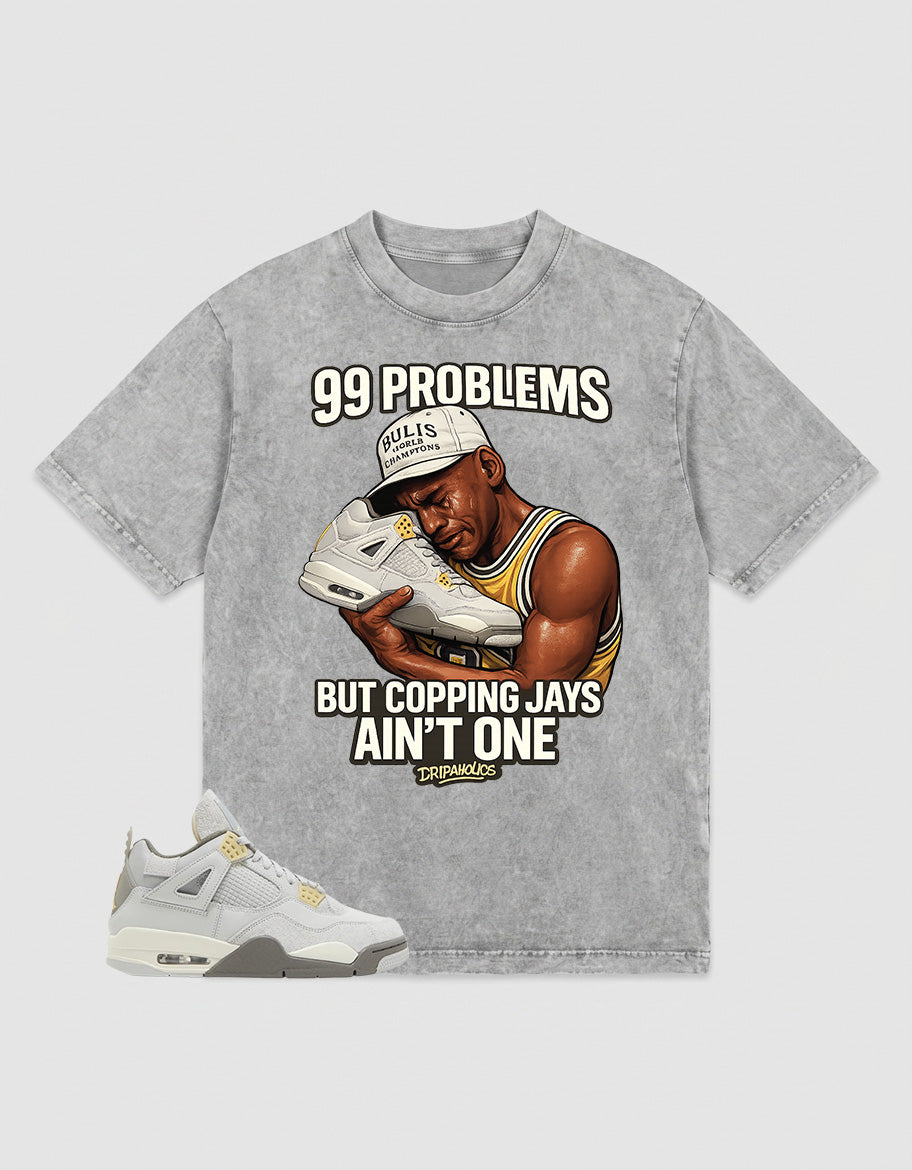 Grey Photon Dust 4s Zadago Washed T-shirt 99 Problems Graphic