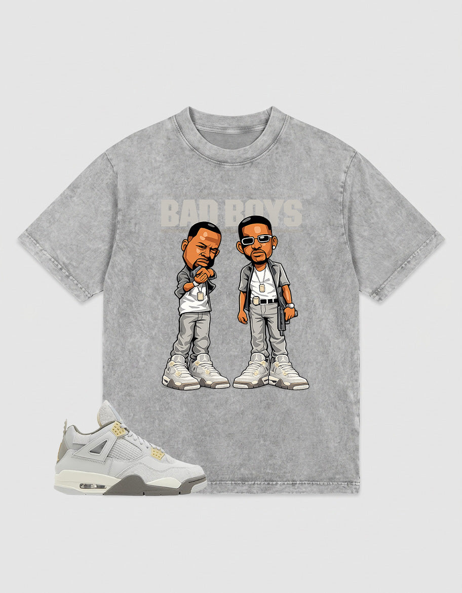 Grey Photon Dust 4s Zadago Washed T-shirt Bad Boys Graphic