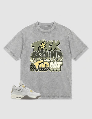 Grey Photon Dust 4s Zadago Washed T-shirt Fck Around Find Out Graphic
