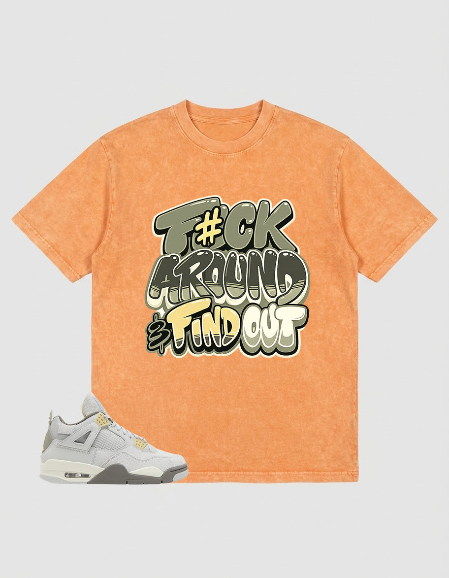 Grey Photon Dust 4s Zadago Washed T-shirt Fck Around Find Out Graphic