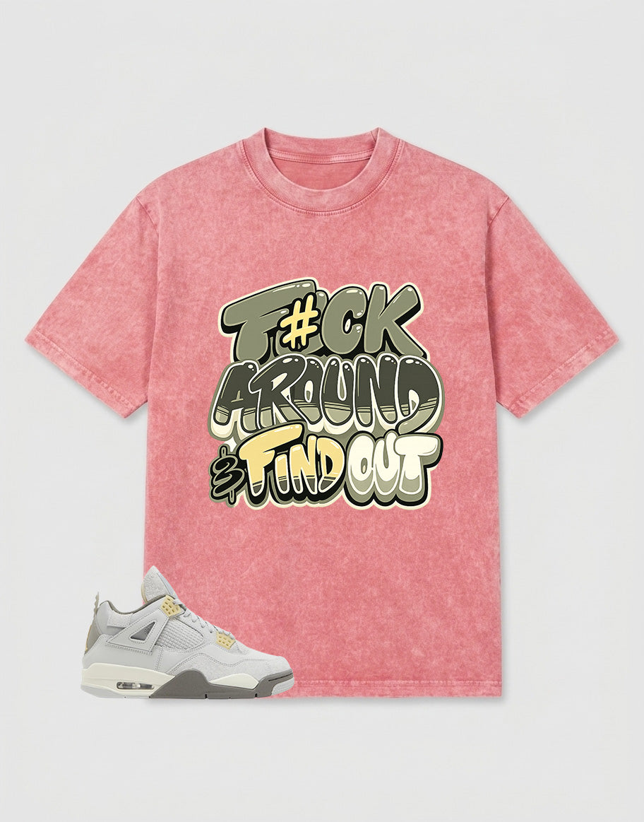 Grey Photon Dust 4s Zadago Washed T-shirt Fck Around Find Out Graphic
