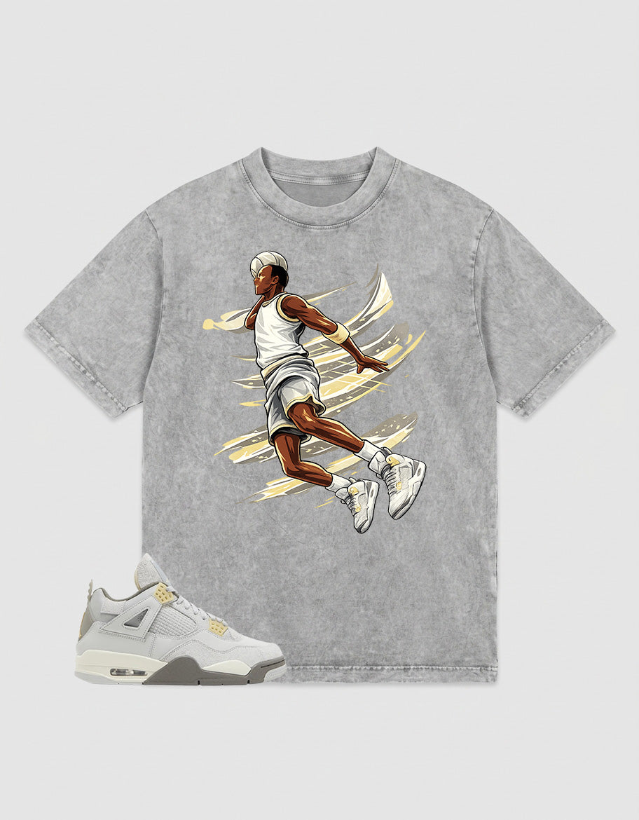 Grey Photon Dust 4s Zadago Washed T-shirt Air Ball Graphic