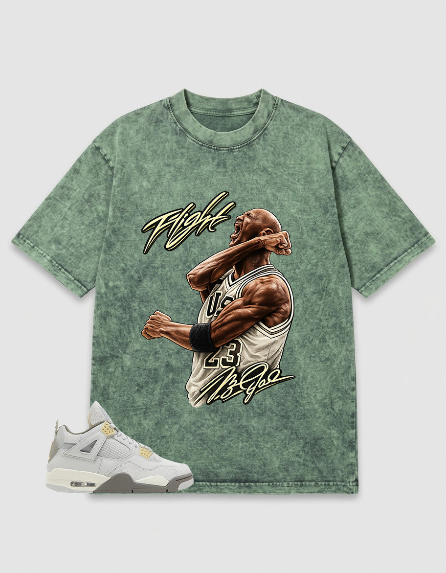 Grey Photon Dust 4s Zadago Washed T-shirt Flight MJ Graphic