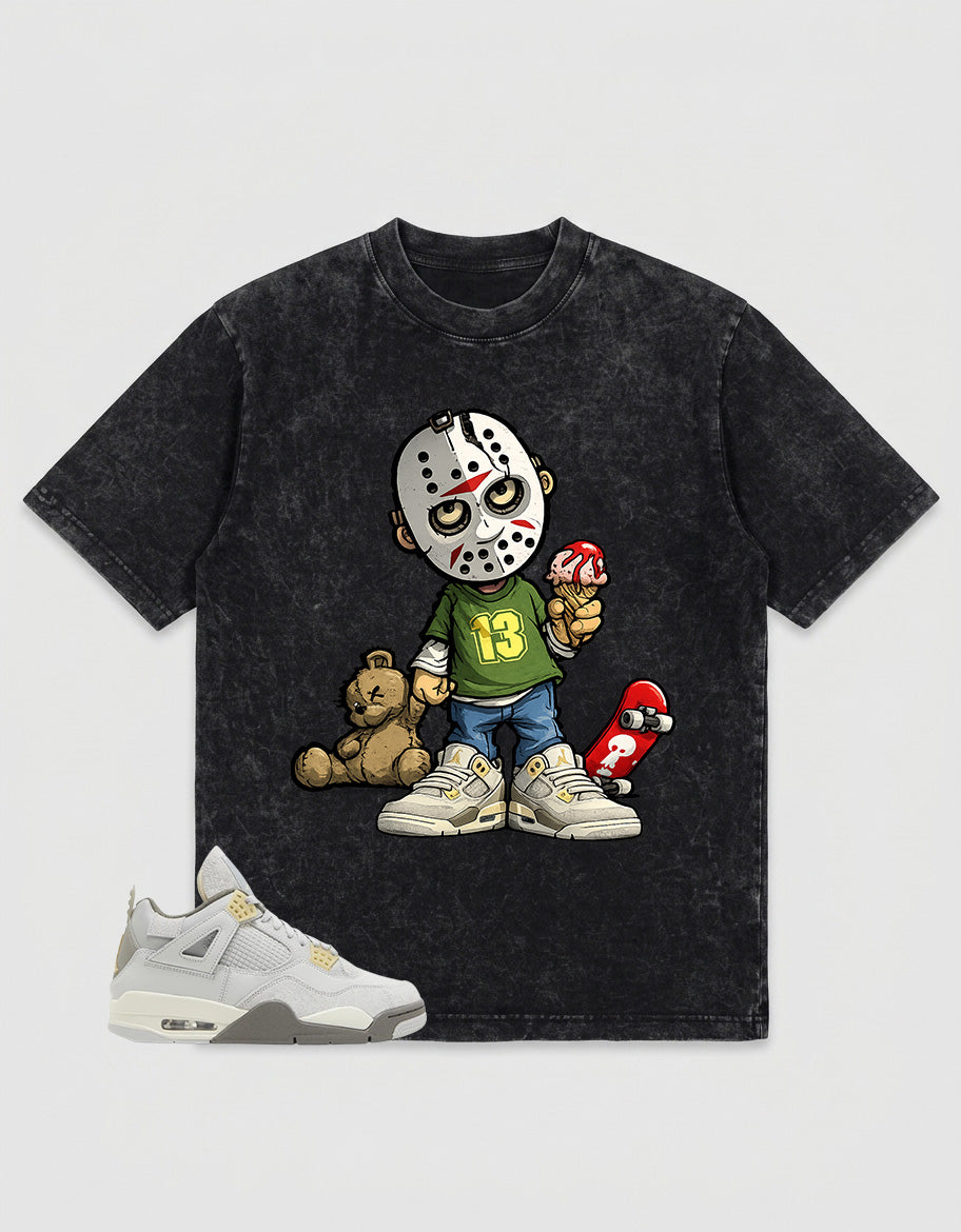 Grey Photon Dust 4s Zadago Washed T-shirt Little Jason Graphic