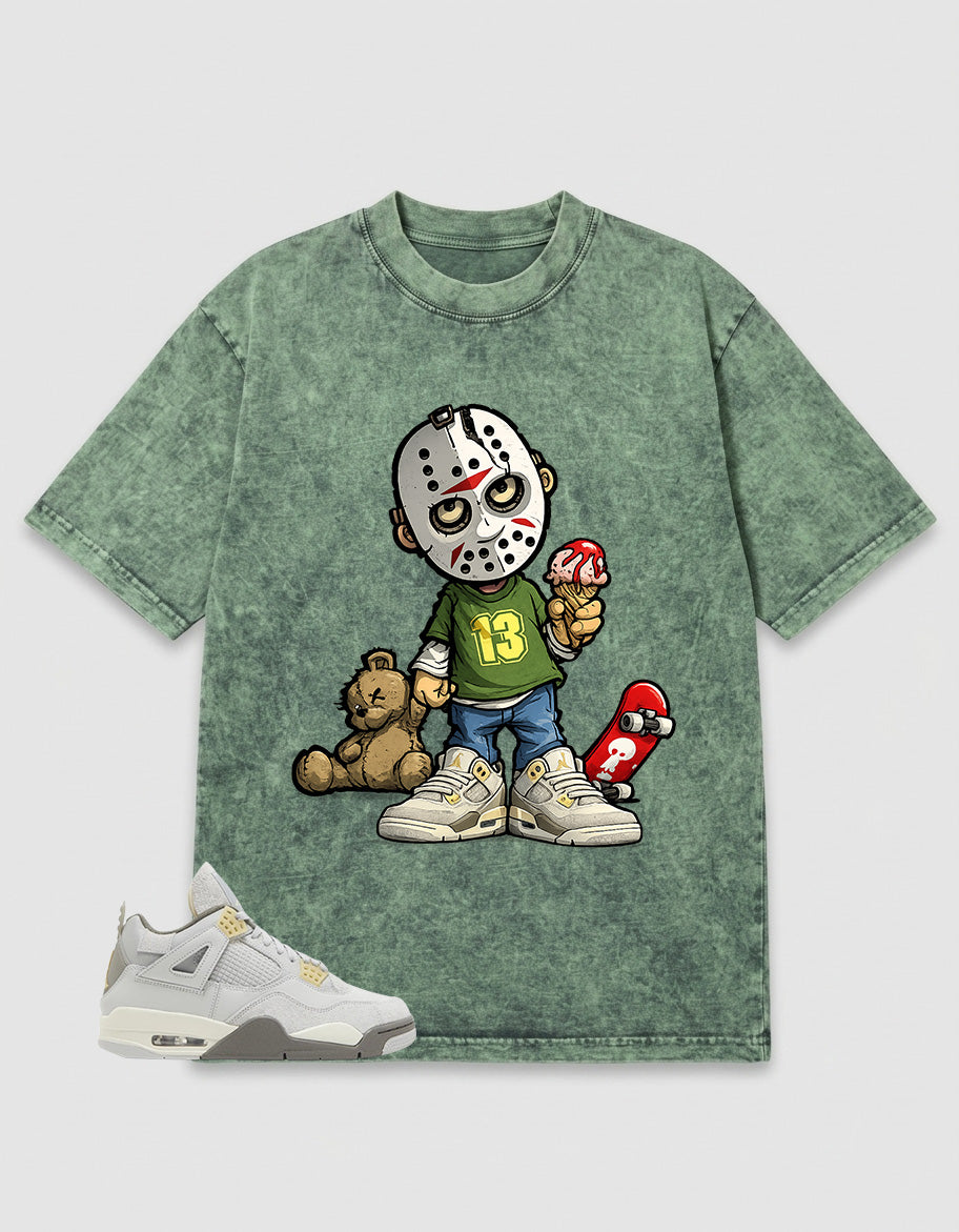 Grey Photon Dust 4s Zadago Washed T-shirt Little Jason Graphic
