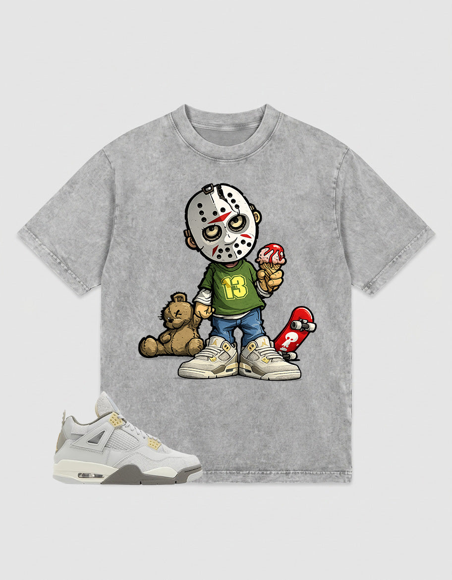 Grey Photon Dust 4s Zadago Washed T-shirt Little Jason Graphic
