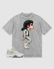 Grey Photon Dust 4s Zadago Washed T-shirt M.Jackson Tiptoe Graphic