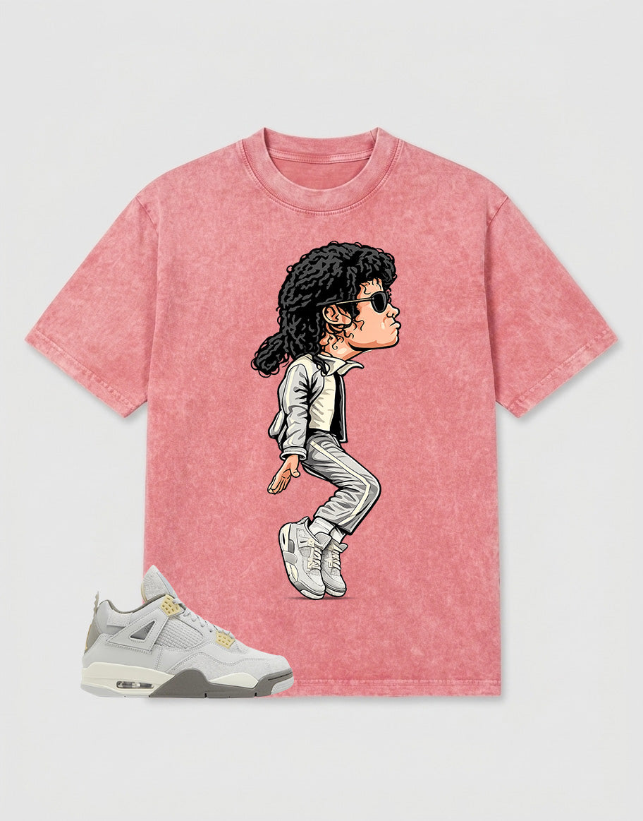 Grey Photon Dust 4s Zadago Washed T-shirt M.Jackson Tiptoe Graphic