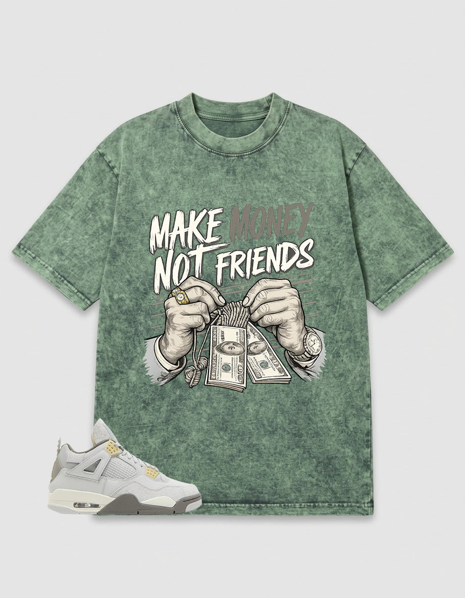 Grey Photon Dust 4s Zadago Washed T-shirt Make Money Not Friend Graphic