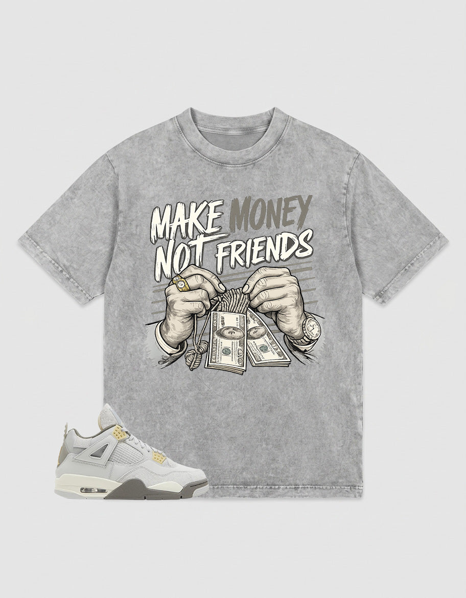 Grey Photon Dust 4s Zadago Washed T-shirt Make Money Not Friend Graphic