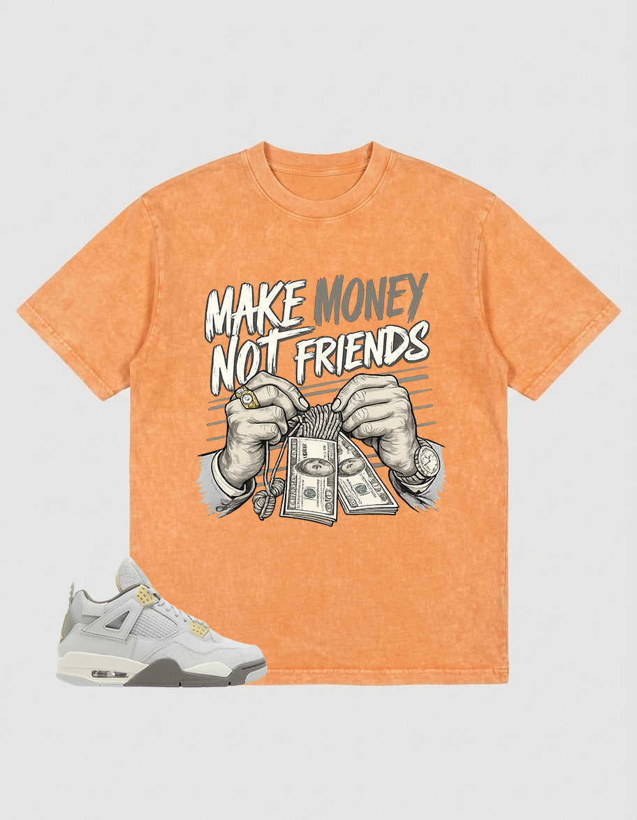 Grey Photon Dust 4s Zadago Washed T-shirt Make Money Not Friend Graphic