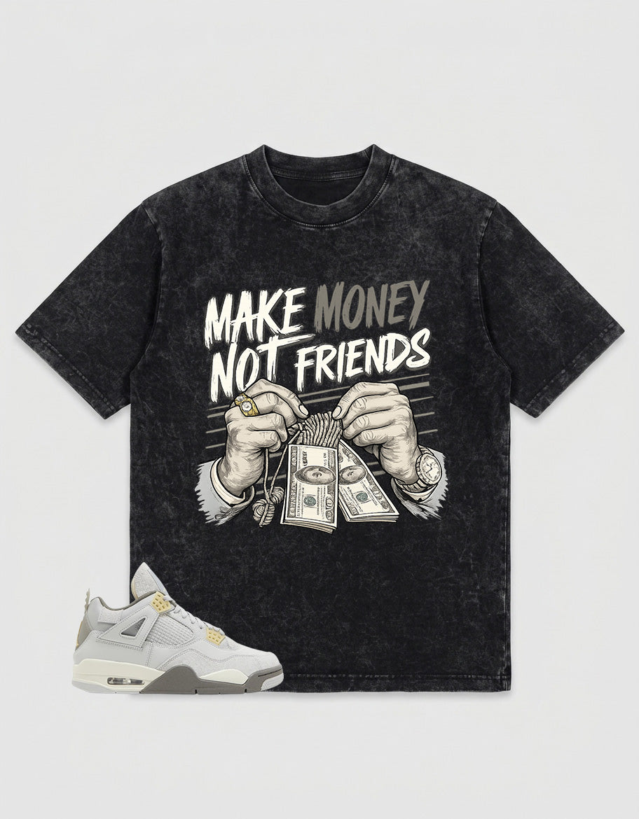 Grey Photon Dust 4s Zadago Washed T-shirt Make Money Not Friend Graphic