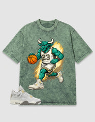 Grey Photon Dust 4s Zadago Washed T-shirt Raging Bull Graphic