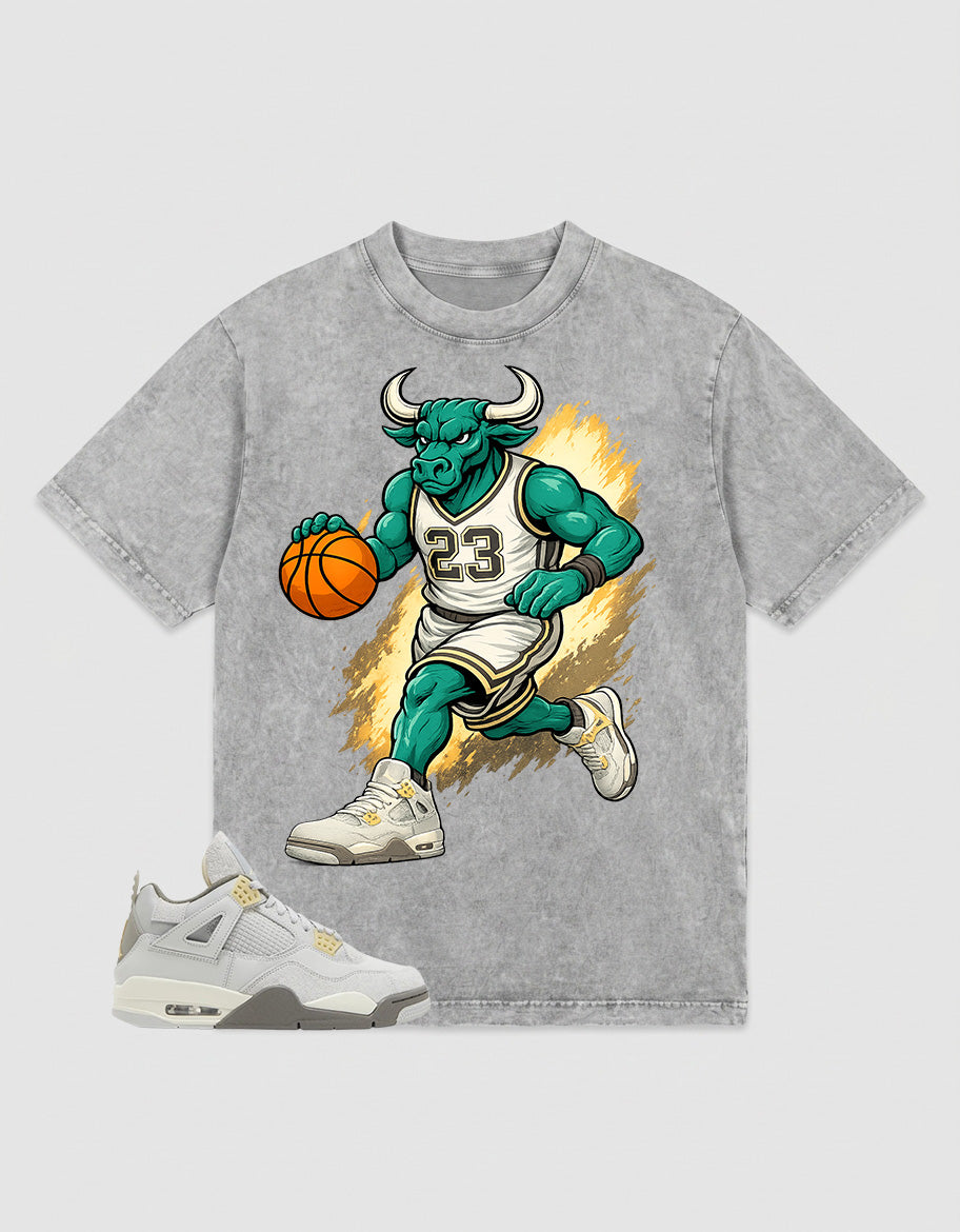 Grey Photon Dust 4s Zadago Washed T-shirt Raging Bull Graphic